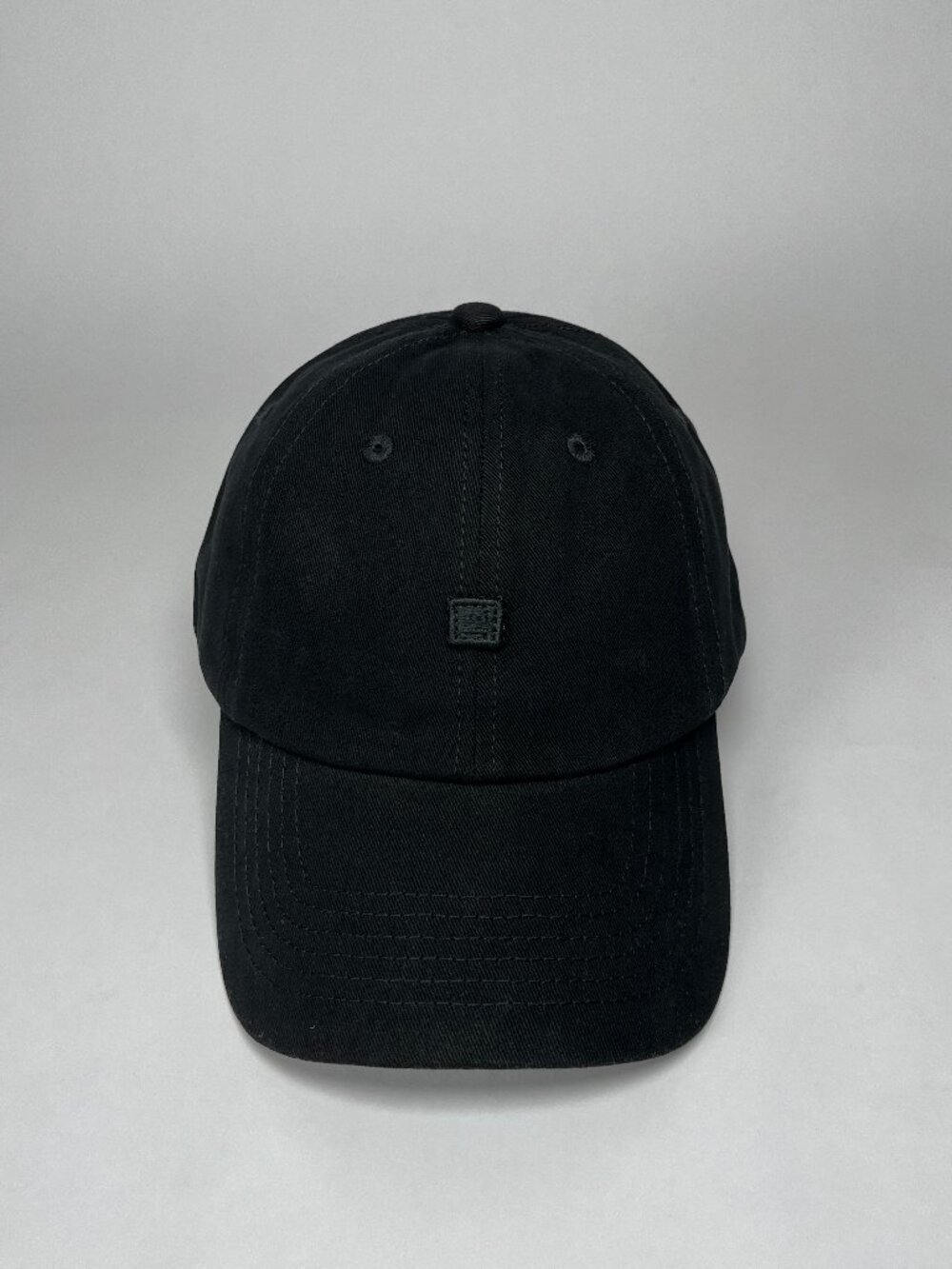 Acne Studios Face Cotton Baseball Cap -All Black with Face Embroidery-Adjustable